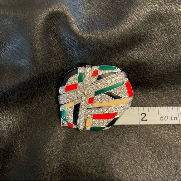 Puccini Enamel & Rhinestone Harlequin Brooch - Picture 2 of 3